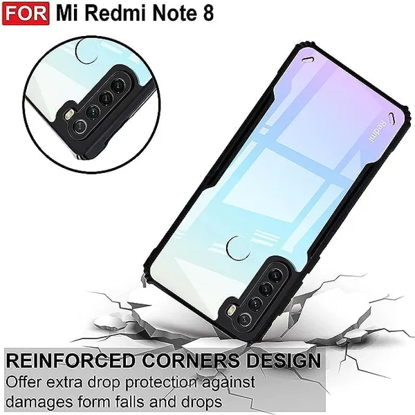 Redmi_Note_8|_PC+TPU_360_Protective_Design_|_Black___ShockProof_Bumper_Crystal_Clear_Transparent_Back_Cover_Case