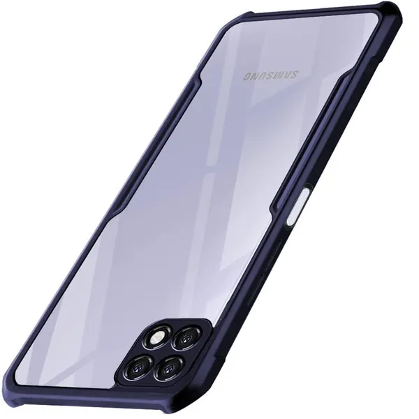 Samsung_Galaxy_A22_5G,Samsung_Galaxy_F42_5G_ShockProof_Bumper_Crystal_Clear_Transparent_Back_Cover_Case_for_Samsung_Galaxy_F42_5G/Samsung_Galaxy_A22_5G-PC+TPU_360-Protective-Design-Blue