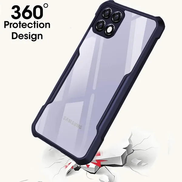 Samsung_Galaxy_A22_5G,Samsung_Galaxy_F42_5G_ShockProof_Bumper_Crystal_Clear_Transparent_Back_Cover_Case_for_Samsung_Galaxy_F42_5G/Samsung_Galaxy_A22_5G-PC+TPU_360-Protective-Design-Blue