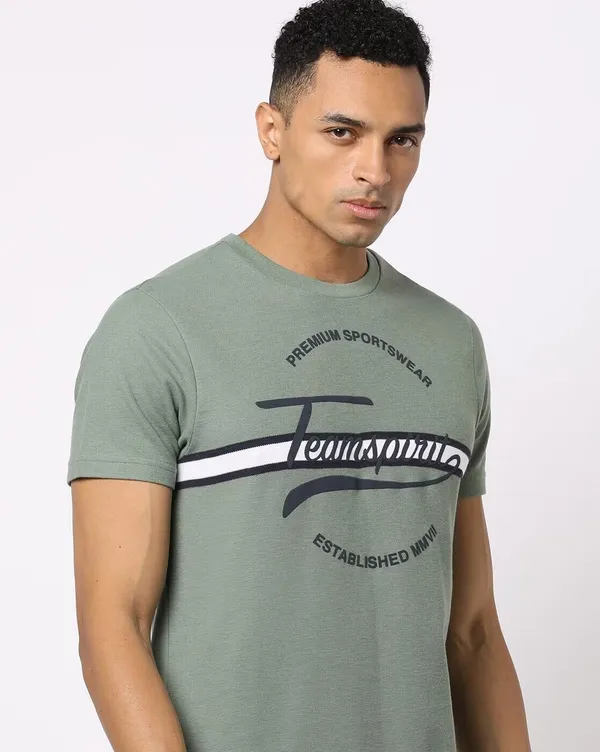 CLAYFALKER Grey Cotton Teamspirit Regular Fit Brand Print Crew Neck T Shirt Price in India Buy CLAYFALKER Grey Cotton Teamspirit Regular Fit Brand Print Crew Neck T Shirt online at undefined