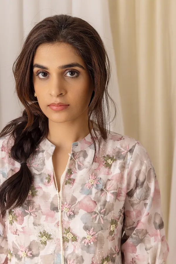 Peach_Printed_Three-Quarter_Sleeves_Tops