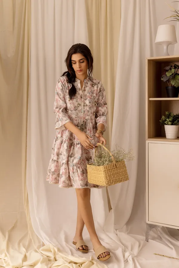 Peach_Printed_Three-Quarter_Sleeves_Tops