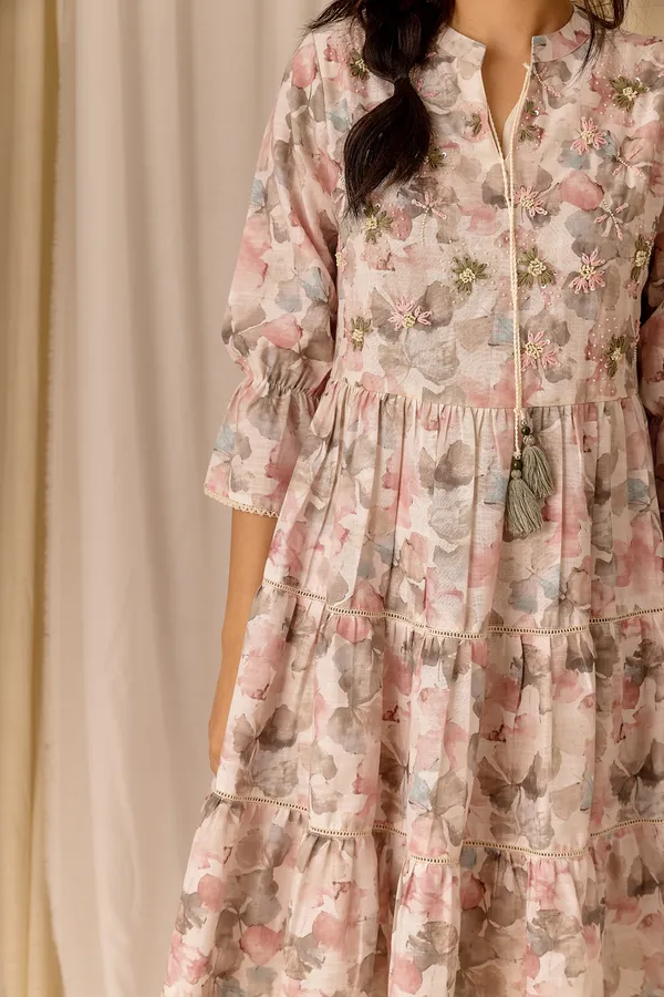 Peach_Printed_Three-Quarter_Sleeves_Tops