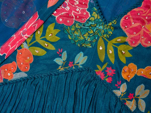 Teal_Embroidered_Calf_Length_Festive_Kurti_and_Trousers_With_Dupatta