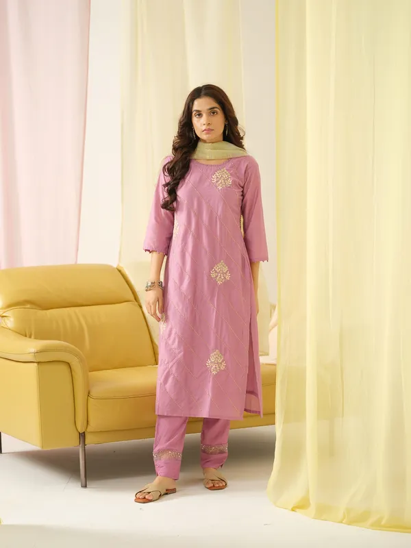 Light_Pink_Embroidered_Woven_Design_Straight_Kurta_and_Trousers_With_Dupatta