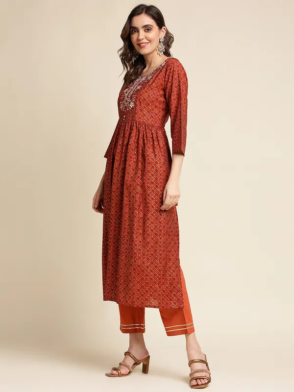 Red_Yoke_Design_A-Line_Kurta_and_Trousers_With_Dupatta