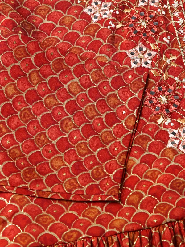 Red_Yoke_Design_A-Line_Kurta_and_Trousers_With_Dupatta