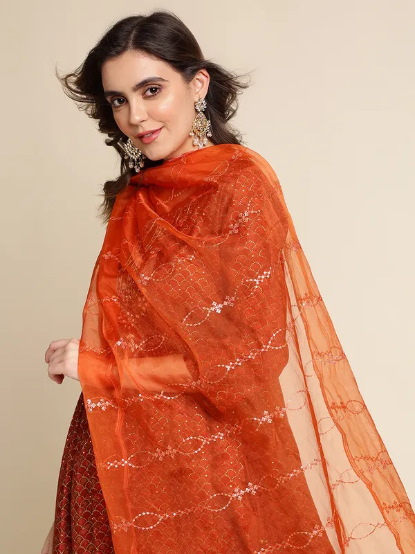 Red_Yoke_Design_A-Line_Kurta_and_Trousers_With_Dupatta