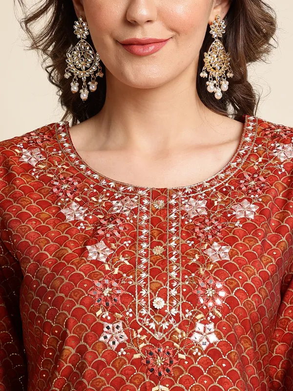 Red_Yoke_Design_A-Line_Kurta_and_Trousers_With_Dupatta