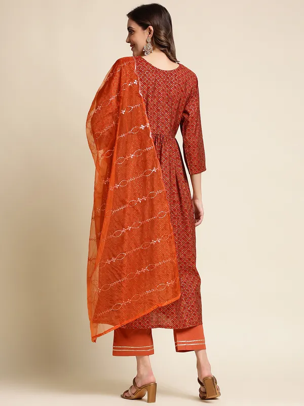 Red_Yoke_Design_A-Line_Kurta_and_Trousers_With_Dupatta