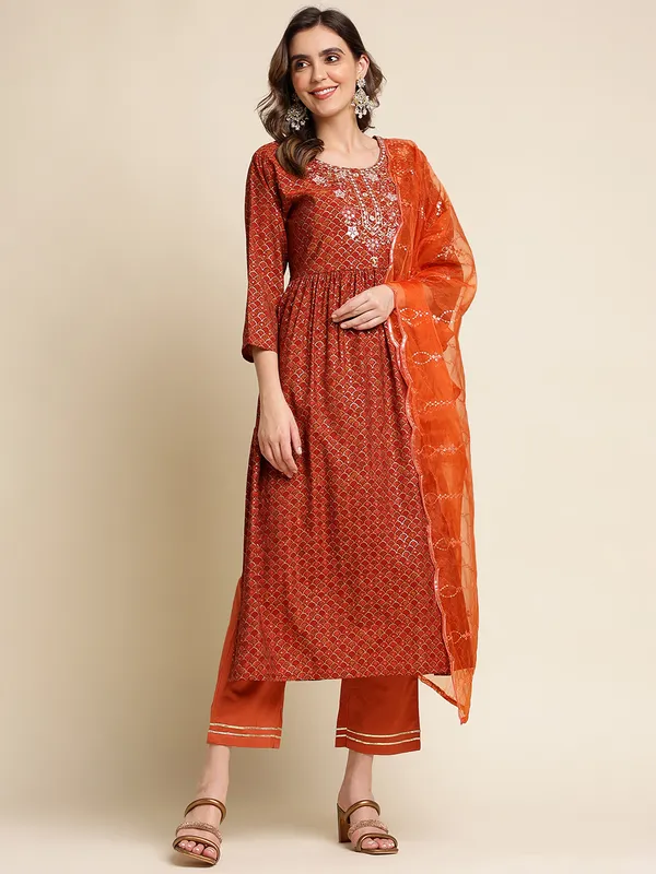 Red_Yoke_Design_A-Line_Kurta_and_Trousers_With_Dupatta