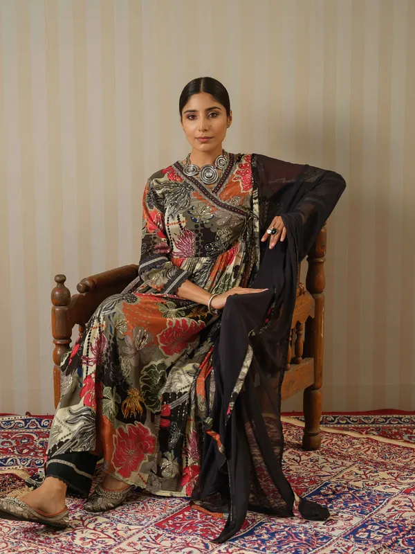 Multi_Printed_Floral_Anarkali_Kurta_and_Trousers_With_Dupatta