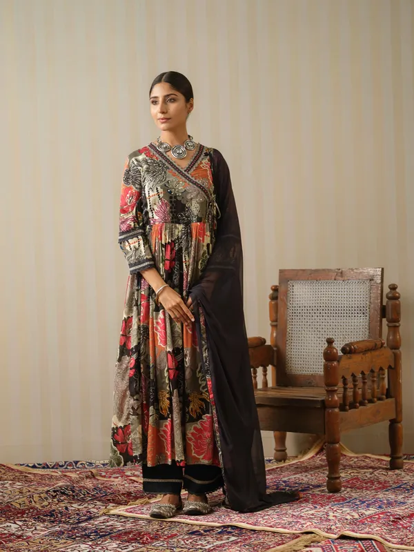 Multi_Printed_Floral_Anarkali_Kurta_and_Trousers_With_Dupatta