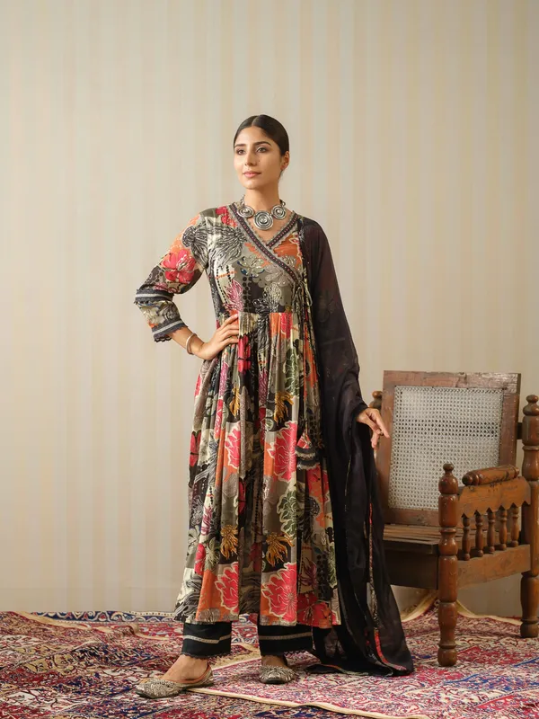 Multi_Printed_Floral_Anarkali_Kurta_and_Trousers_With_Dupatta