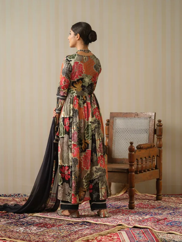 Multi_Printed_Floral_Anarkali_Kurta_and_Trousers_With_Dupatta