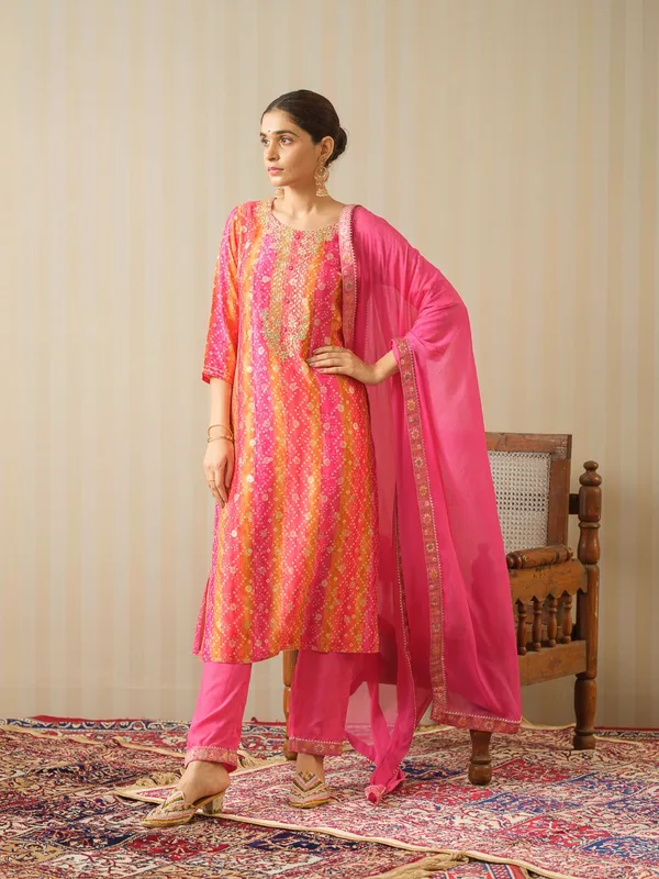 Pink_Embroidered_Woven_Design_Straight_Kurta_and_Trousers_With_Dupatta