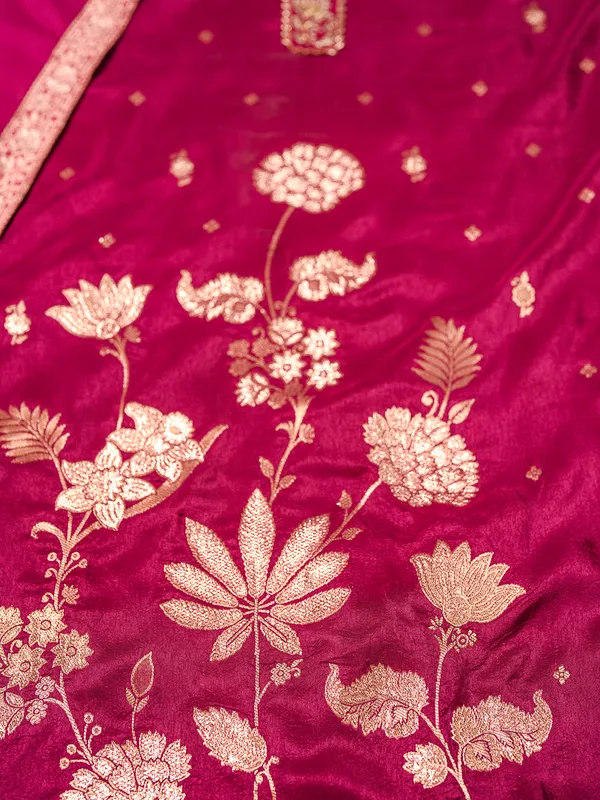 Magenta_Embroidered_Woven_Design_Straight_Kurta_and_Trousers_With_Dupatta