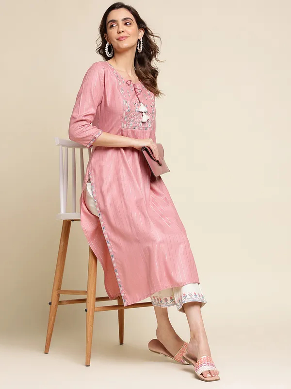 Pink_Striped_Yoke_Design_Straight_Kurta_and_Trousers