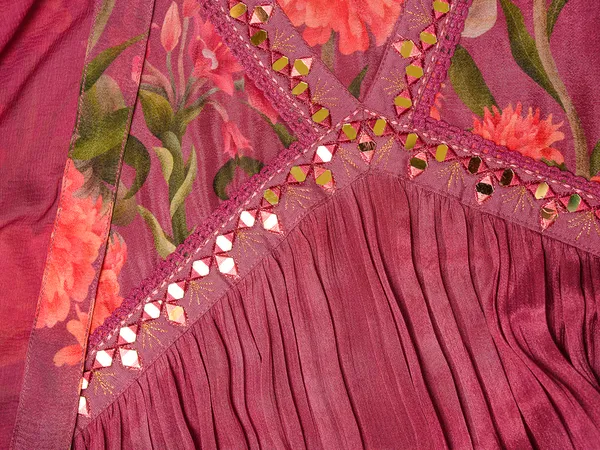 Magenta_Printed_Floral_A-Line_Kurta_and_Trousers_With_Dupatta
