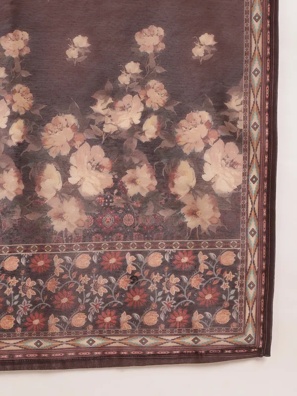 Brown_Floral_Printed_Straight_Kurta_and_Trousers_With_Dupatta