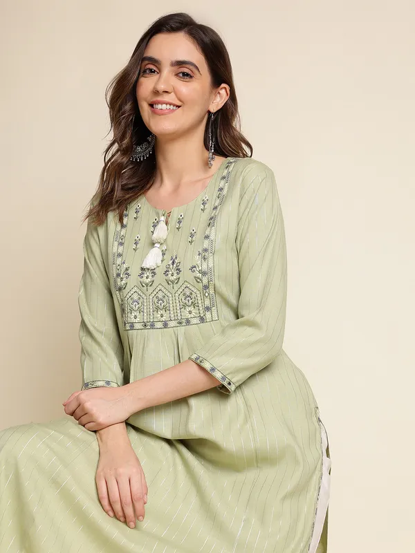 Green_Striped_Yoke_Design_Straight_Kurta_and_Trousers