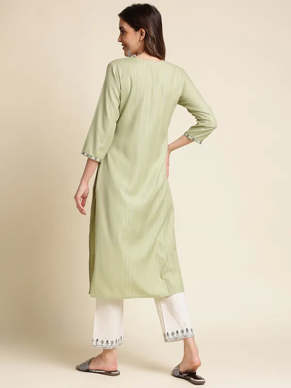 Green_Striped_Yoke_Design_Straight_Kurta_and_Trousers