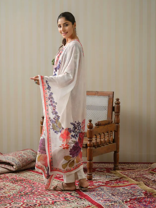 White_Printed_Floral_Straight_Kurta_and_Trousers_With_Dupatta