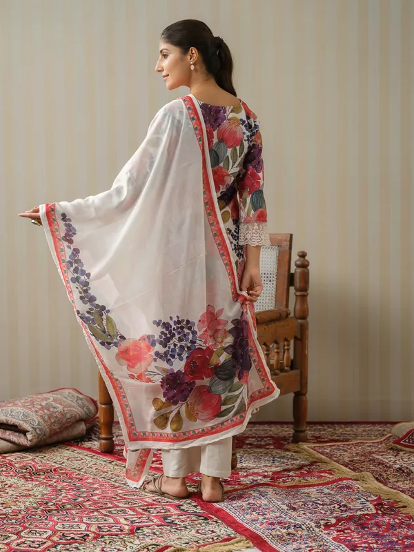 White_Printed_Floral_Straight_Kurta_and_Trousers_With_Dupatta