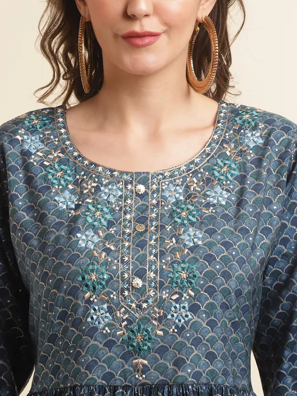 Blue_Yoke_Design_A-Line_Kurta_and_Trousers_With_Dupatta