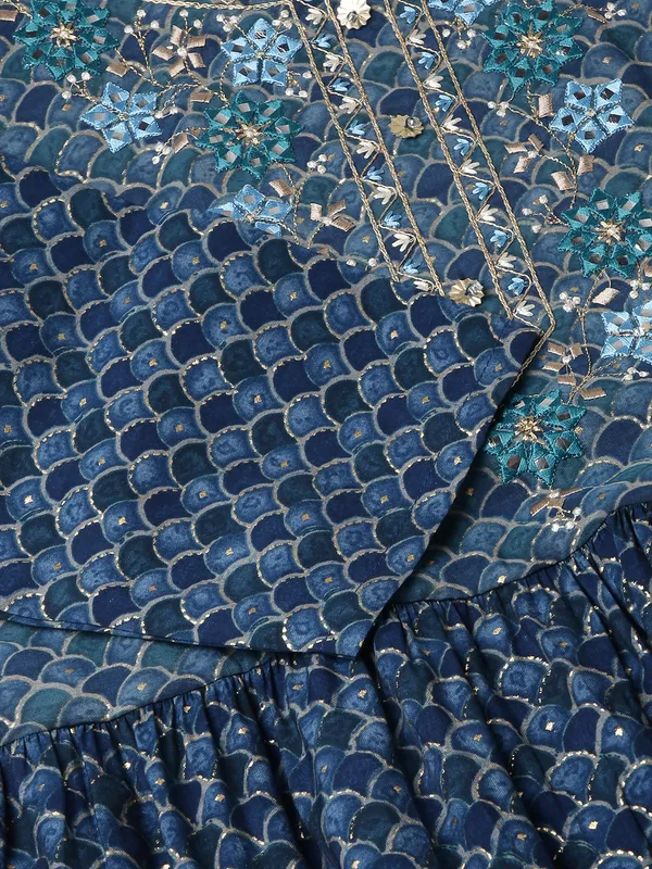 Blue_Yoke_Design_A-Line_Kurta_and_Trousers_With_Dupatta