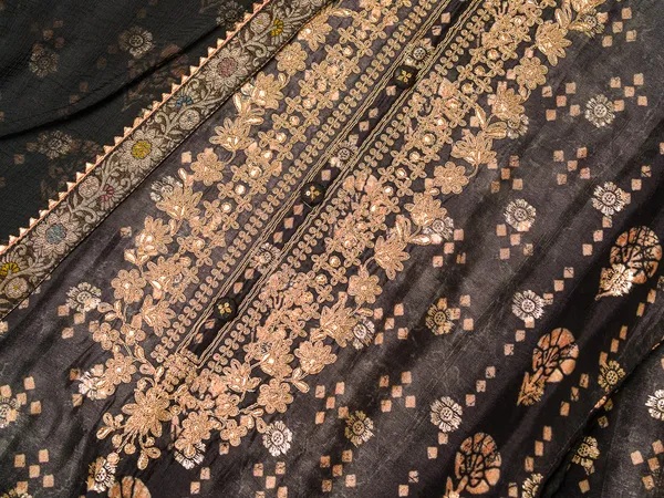 Black_Embroidered_Floral_Straight_Kurta_and_Trousers_With_Dupatta
