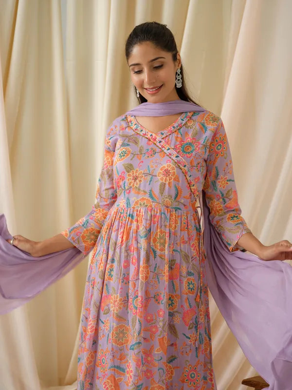 women_Purple_Printed_Kurta_set