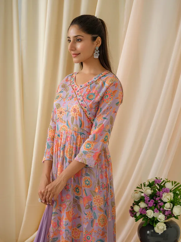 women_Purple_Printed_Kurta_set