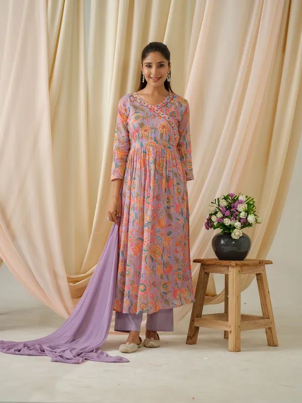 women_Purple_Printed_Kurta_set