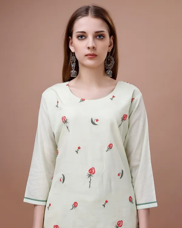 CreamFloral_Embroidered_A-Line_Kurta_Kurta_and_Trousers