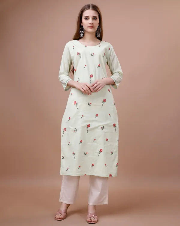 CreamFloral_Embroidered_A-Line_Kurta_Kurta_and_Trousers