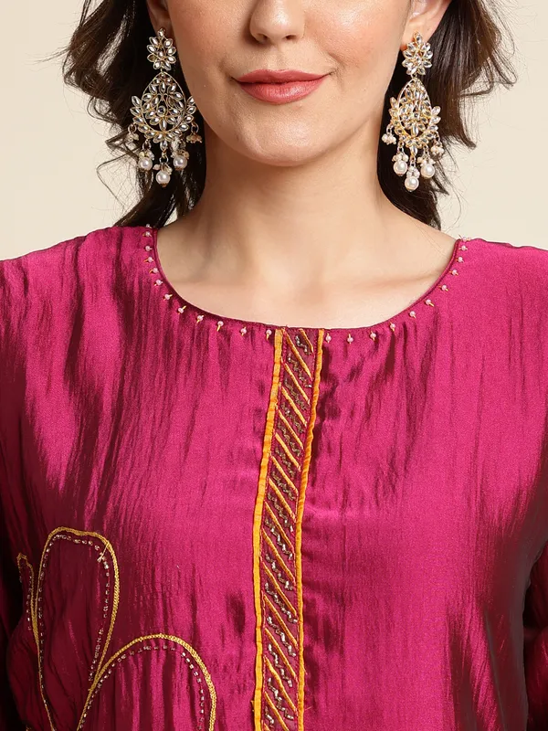 Purple_Woven_Design_Embroidered_Straight_Kurta_and_Trousers_With_Dupatta