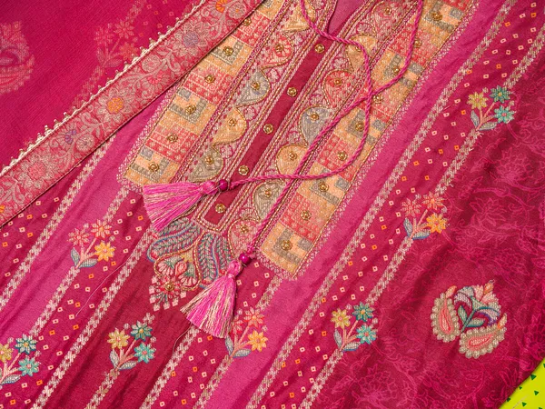 Magenta_Embroidered_Woven_Design_Straight_Kurta_and_Trousers_With_Dupatta