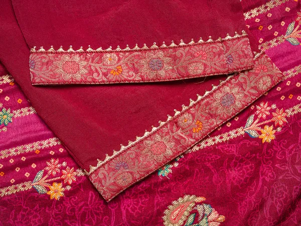 Magenta_Embroidered_Woven_Design_Straight_Kurta_and_Trousers_With_Dupatta