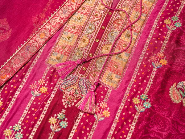 Magenta_Embroidered_Woven_Design_Straight_Kurta_and_Trousers_With_Dupatta