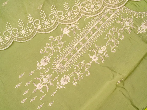 Olive_Embroidered_Woven_Design_Straight_Kurta_and_Trousers_With_Dupatta