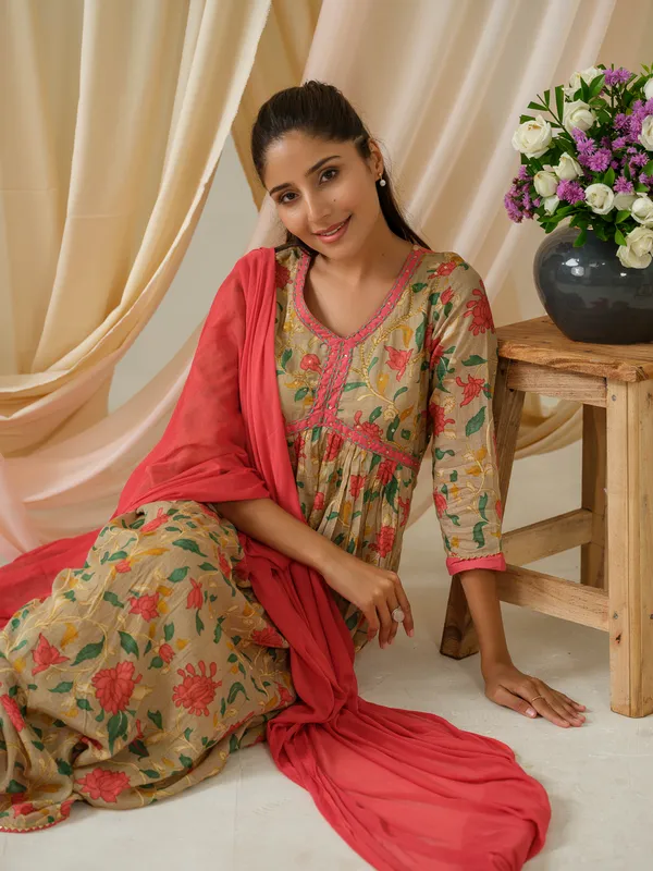 women_Grey_Printed_Kurta_set