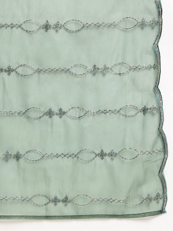 Green_Yoke_Design_A-Line_Kurta_and_Trousers_With_Dupatta