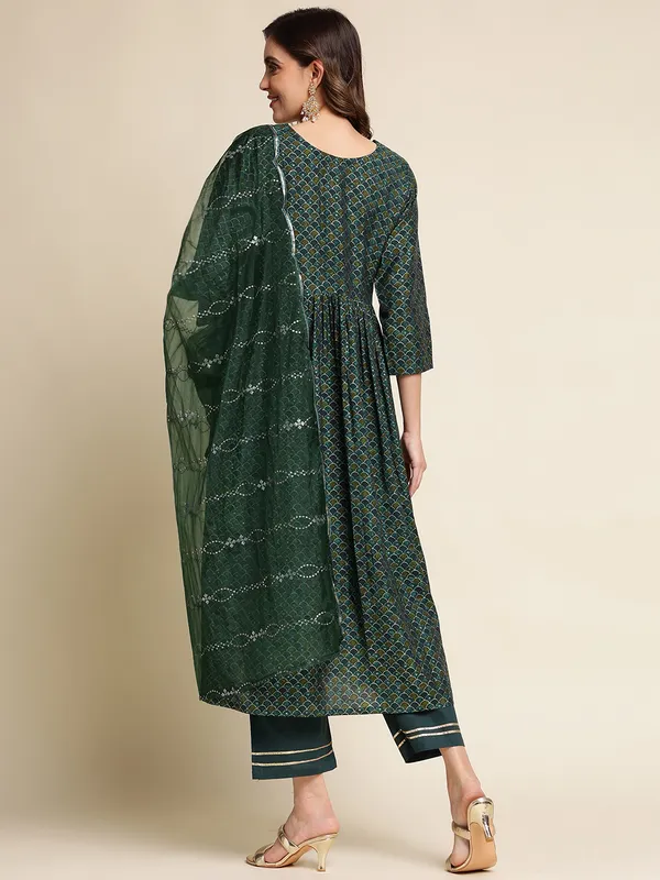 Green_Yoke_Design_A-Line_Kurta_and_Trousers_With_Dupatta