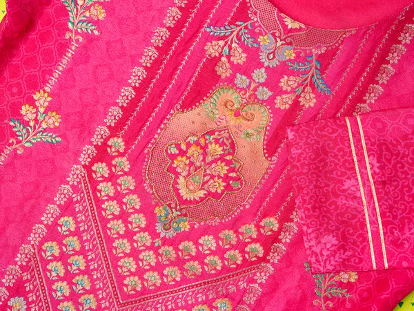 Pink_Embroidered_Woven_Design_Straight_Kurta_and_Trousers_With_Dupatta