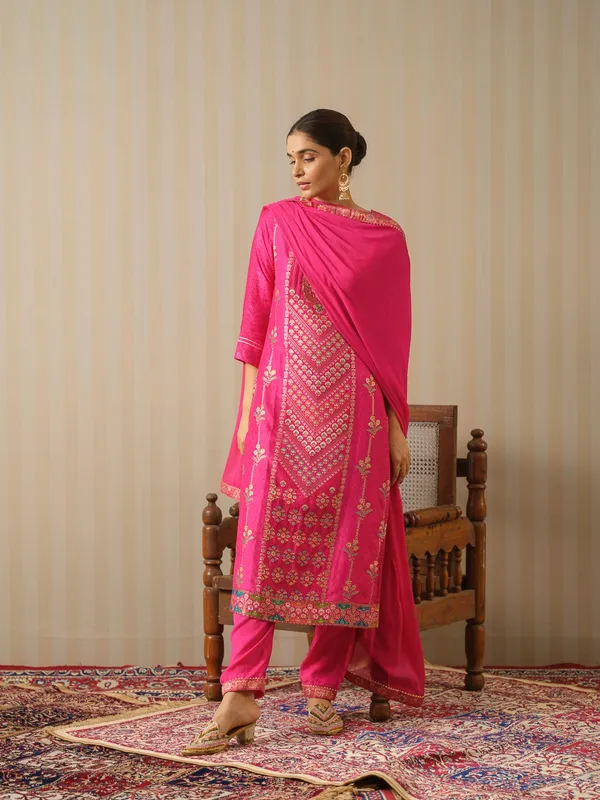 Pink_Embroidered_Woven_Design_Straight_Kurta_and_Trousers_With_Dupatta