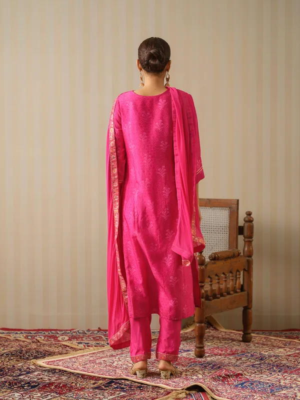 Pink_Embroidered_Woven_Design_Straight_Kurta_and_Trousers_With_Dupatta