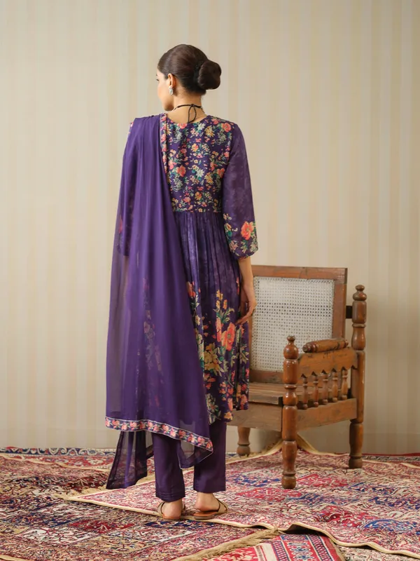 Purple_Printed_Floral_A-Line_Kurta_and_Trousers_With_Dupatta