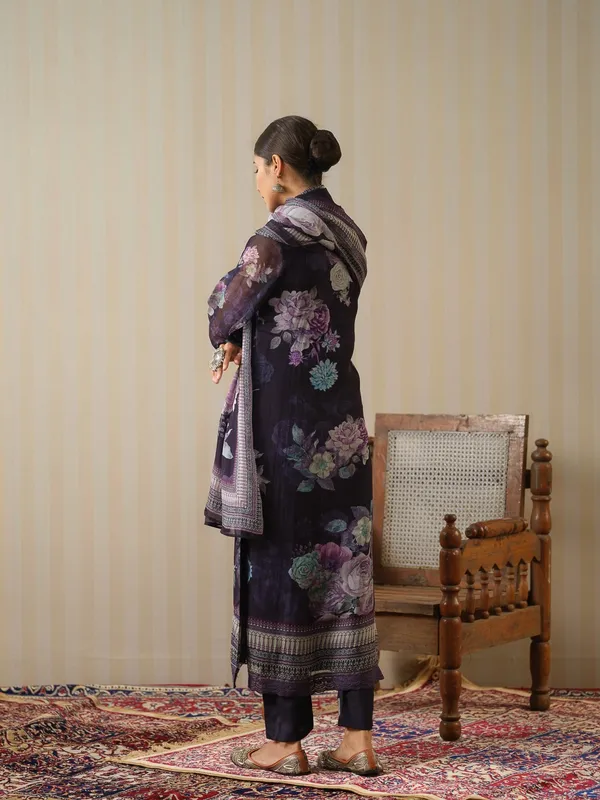 Black_Printed_Floral_Straight_Kurta_and_Trousers_With_Dupatta