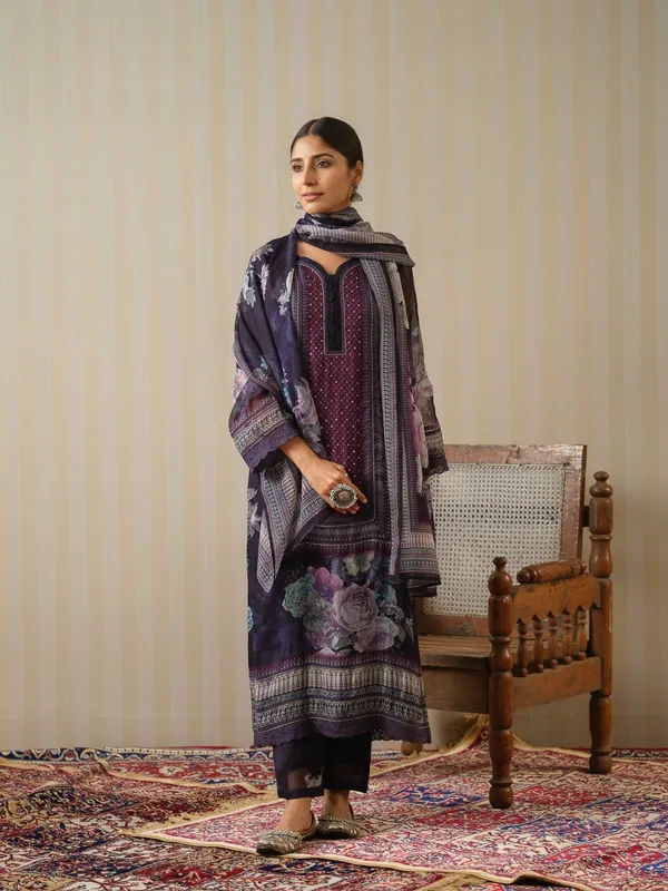 Black_Printed_Floral_Straight_Kurta_and_Trousers_With_Dupatta
